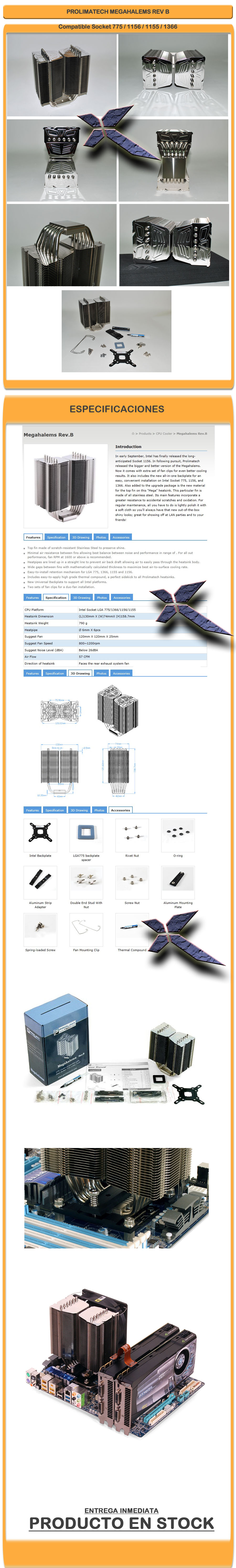 Disipador PROLIMATECH MEGAHALEMS REV B cooler para CPU